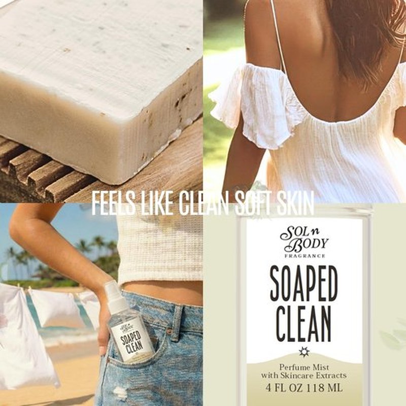 Solnbody SOAPED CLEAN Body & Hair Cologne Mist - Fresh Scent of Pure Soap, Cool Water & Clean Cotton