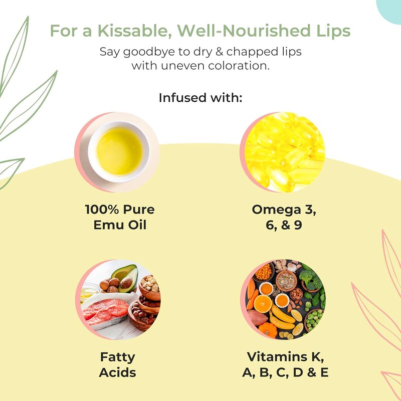 Y-Not Natural Emu Oil Moisturizing Lip Balm - Hydrating SPF50+ Protection, 4-Hour Water Resistant, 15g Stick