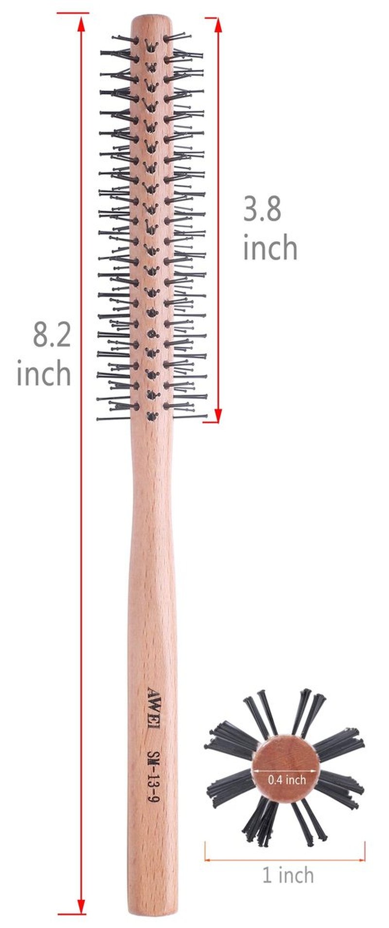 PERFEHAIR Small Round Brush for Short Hair, 1 Inch Mini Quiff Roller for Women and Men, Best for Thin Hair, Bangs, Beard, Styling, Lifting, Curling