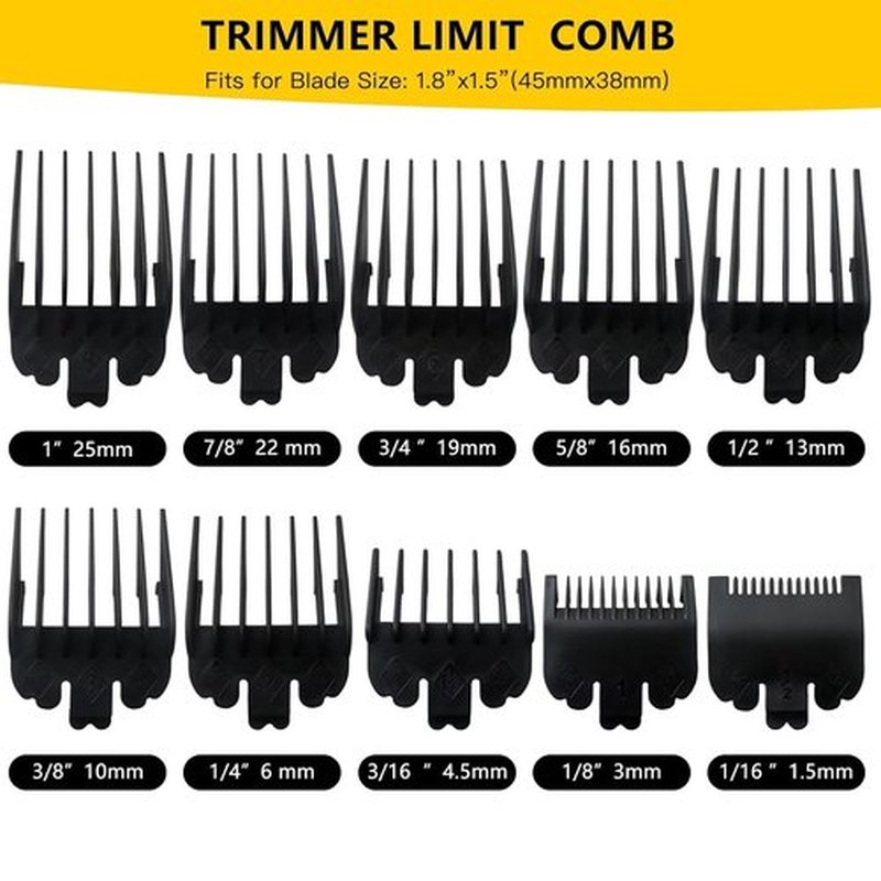BaBylissPRO Clipper Guards - 10-Pack Attachment Combs for FX870, FX890, FX825, FX673 | Cutting Lengths 1/16-1 Inch