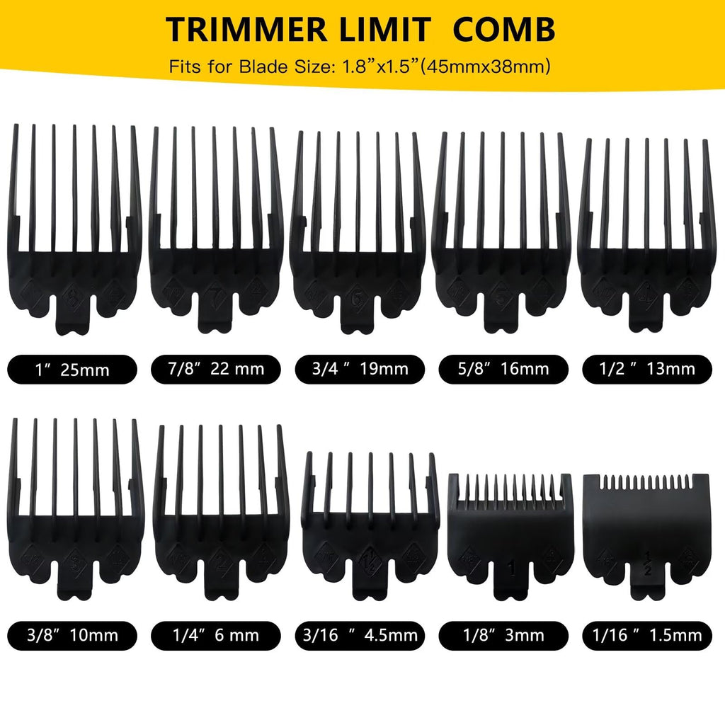 TalaBide 10-Piece Hair Clipper Guards Cutting Combs Fit for Limural K11S/Novah HCL-001/Surker K7S/K9C/K9S - Black