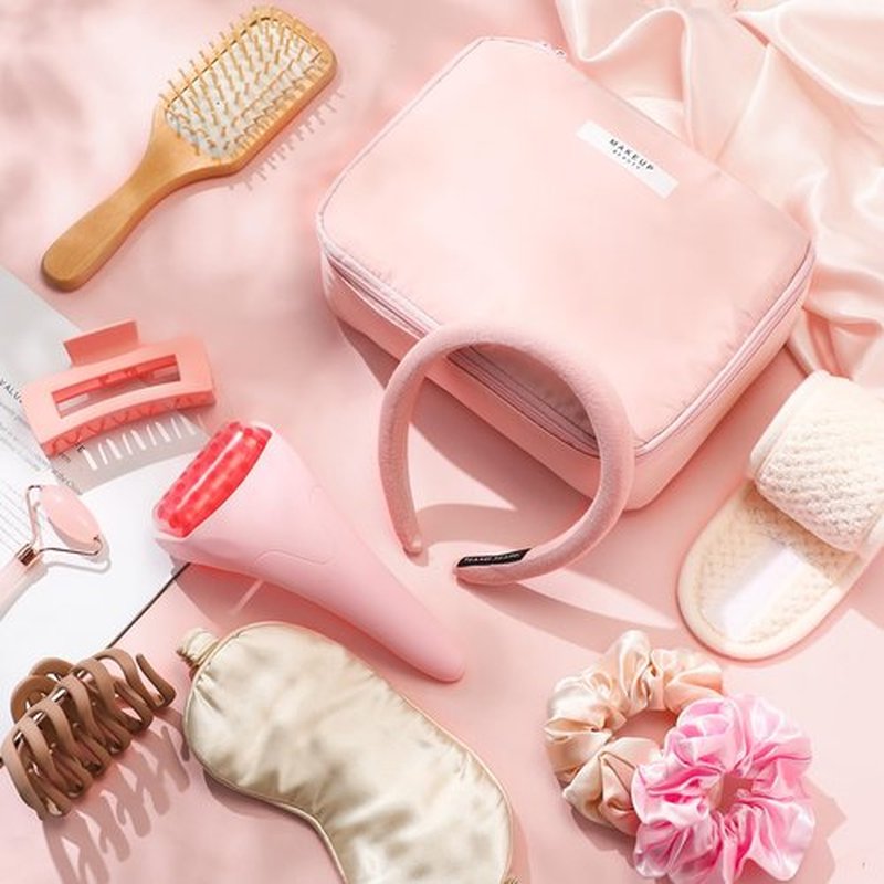 Sawysine 11 Pcs Valentine's Day Pink Gift Box for Women Valentines Pink Birthday Basket Gifts Travel for Valentines Aesthetic Bags Makeup and Skin Care Spa Kit Mom Teacher Girlfriend