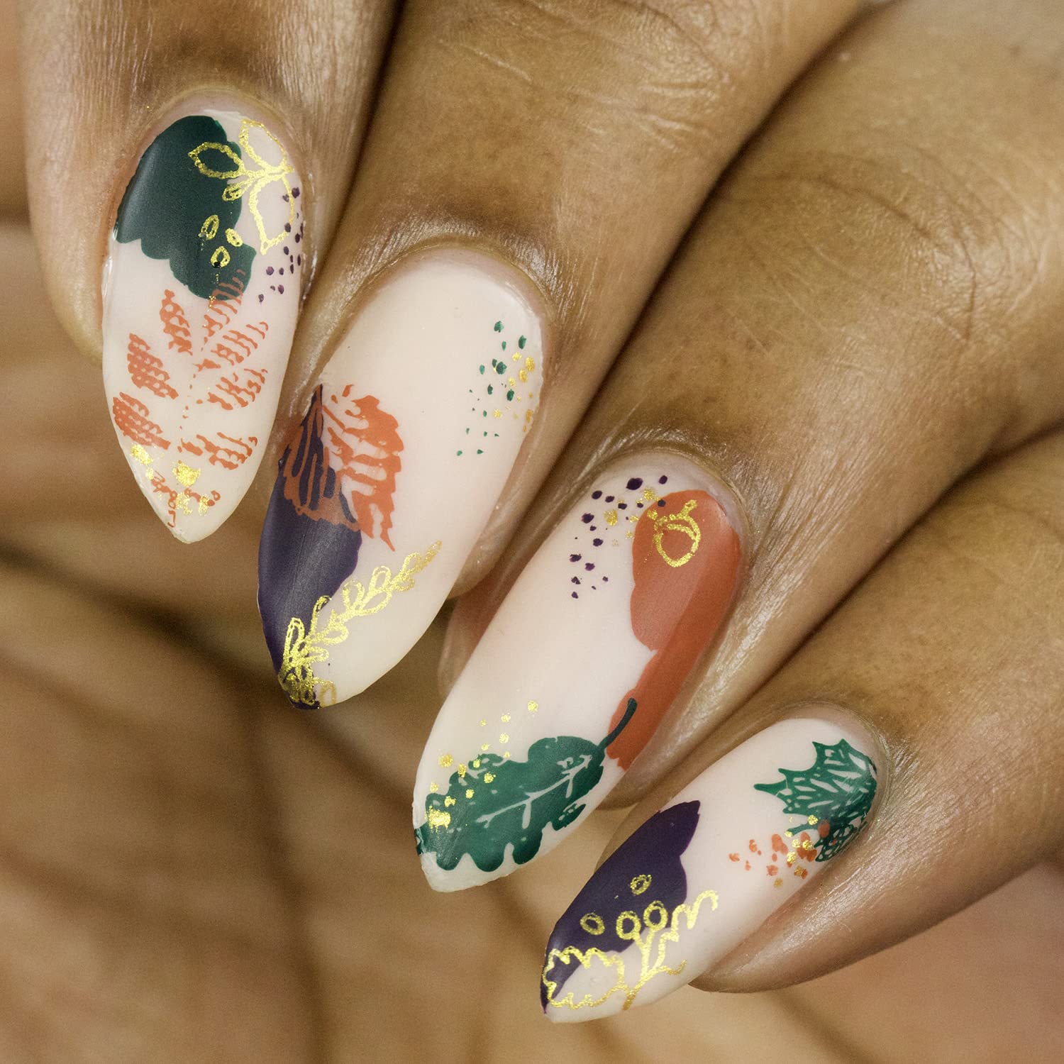 Whats Up Nails - Fall Stamping Plates 2 pack (B053, B071) for Autumn Thanksgiving Day Nail Art Design