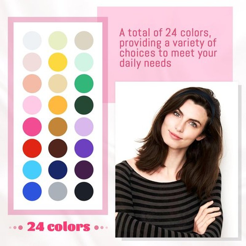 Cinaci 24 Pieces Candy Color Width 1.5cm/0.6" Plastic Headbands Satin Wrapped Blank Plain DIY Craft Project Headbands for Women Girls Teens Kids Hair Accessories