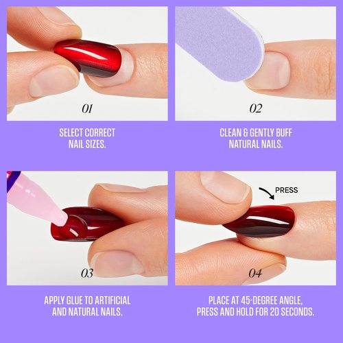 KISS CORE French French Tip Press On Nails, Scenario, Pink, Medium, Squoval, 32 Count