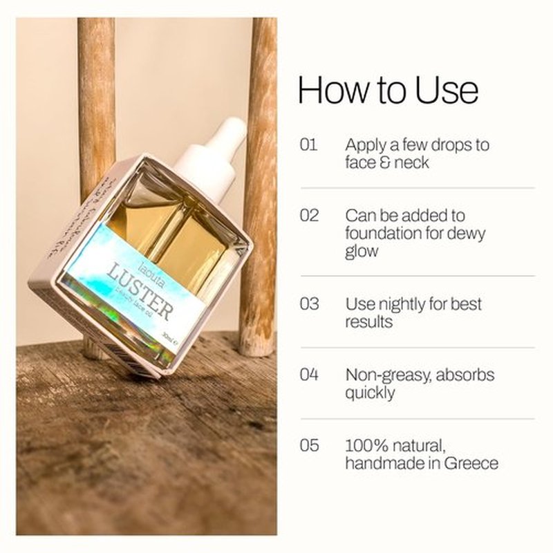 Laouta LUSTER Face Oil - Hydrating Serum with Hibiscus & Eucalyptus for Elasticity - 1.01 Fl Oz