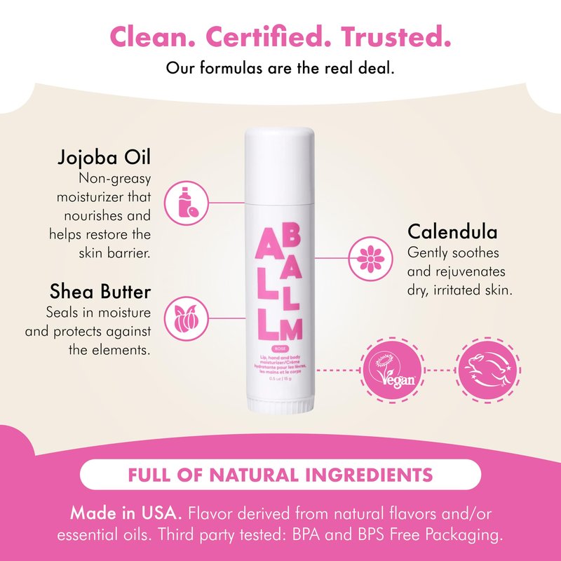 Zizia Rose Giant Multi All Balm Stick – Moisturizing and Hydrating Stick for Lips, Hands & Body – with Shea Butter, Jojoba Oil, Aloe Vera, Calendula – Beauty Moisturizer - Travel Essentials - 0.5 oz