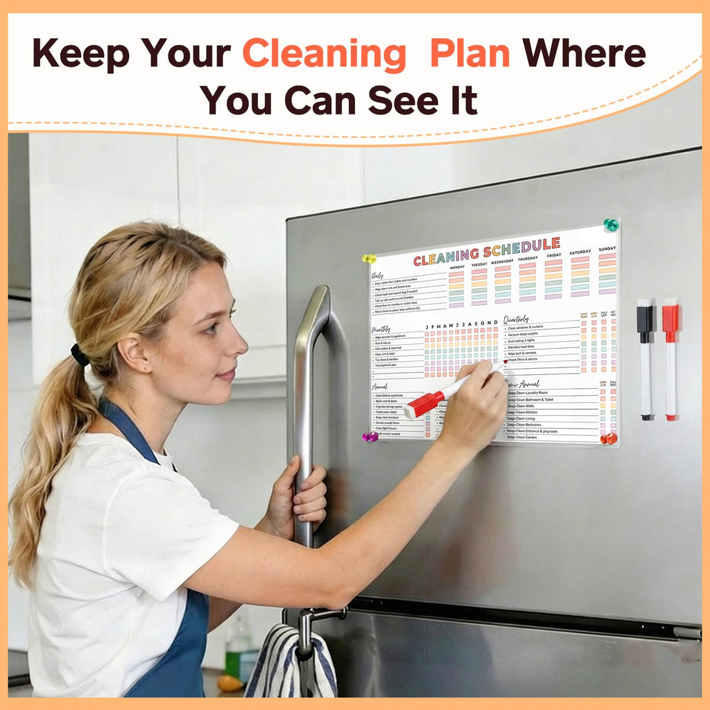 ADHD Cleaning Planner, Dry-Erase Sleeve + Paper Pages, Removable Ring Binder, Daily,Weekly,Monthly Plans, Cleaning Schedule and Checklist, ADHD Planner for Adults Women