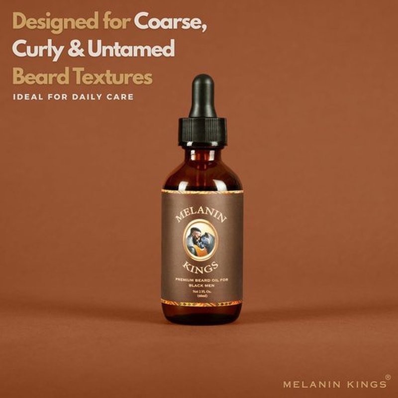 Melanin Kings Beard Oil for Black Men - 100% Natural Formula with Ancient African Ingredients - 2fl. Oz. - Kenyan Sandalwood Scent