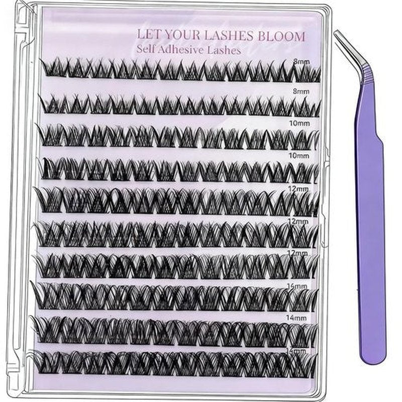 SWturK lash clusters kit DIY 800pcs eyelash extension kit 3 styles 60D+80D+100D 12-20mm D curl with lash bond&seal，Volume Fluffy false eyelashes clusters bulk pack for beginners