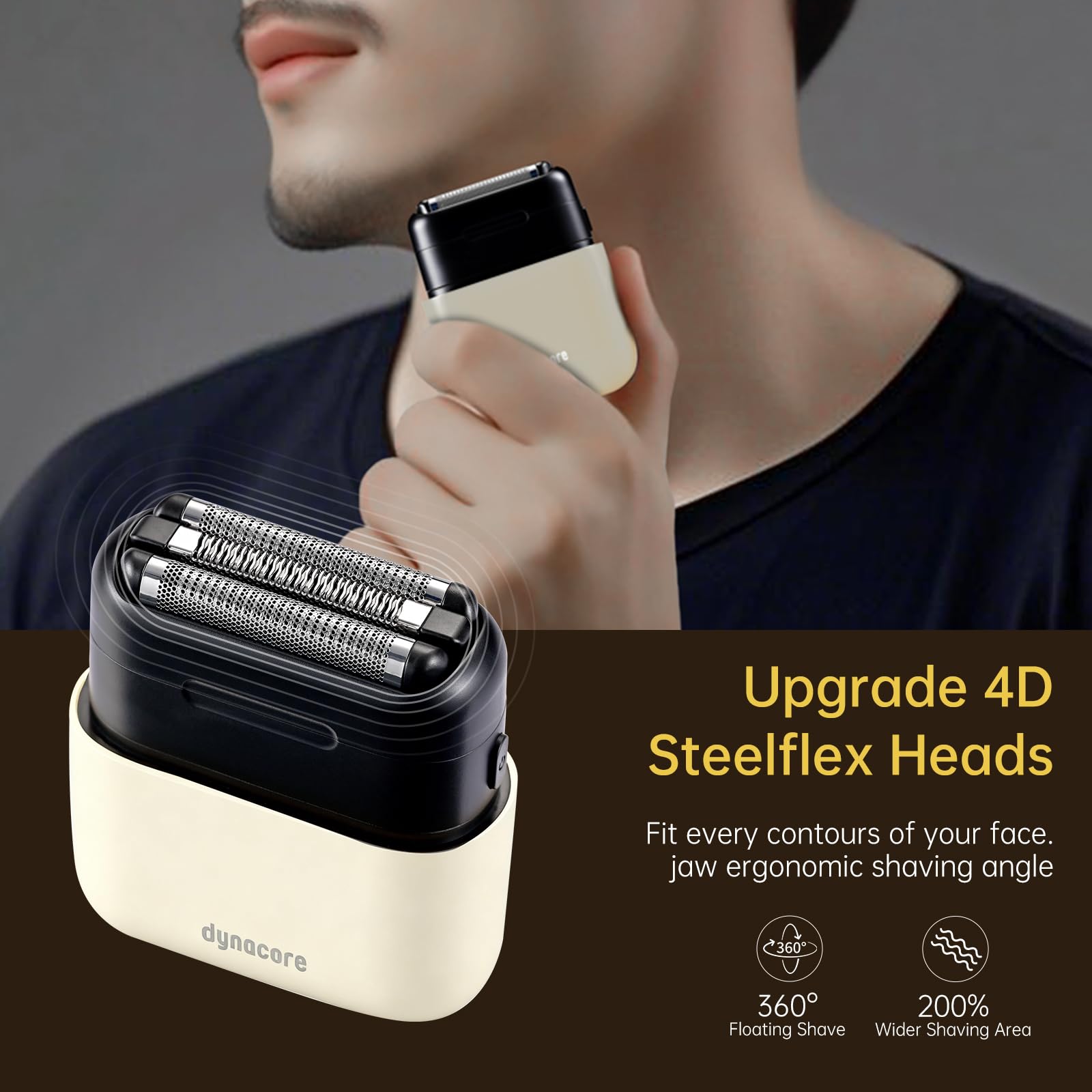Mini Steel Electric Foil Shavers for Men: Upgraded Mini Electric Razor– Portable Travel Shaver with IPX7 Waterproof, Ultra-Long BatteryLife, and Triple Blade Technology Mini Razor (Sunburst Yellow)