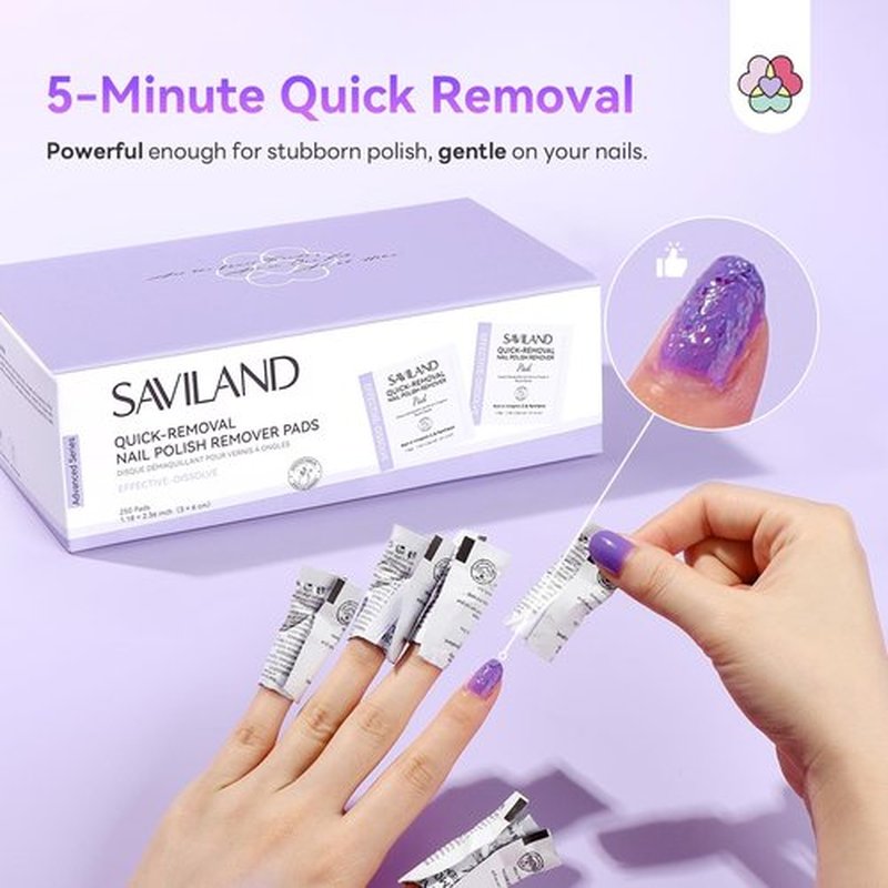 SAVILAND Advanced Gel Nail Polish Remover Pads: 250Pcs Gel Nail Polish Remover For Nails Quick Removal Travel-Friendly Soak Off Larger Wipes More Quantity For Salon Nail Supplies