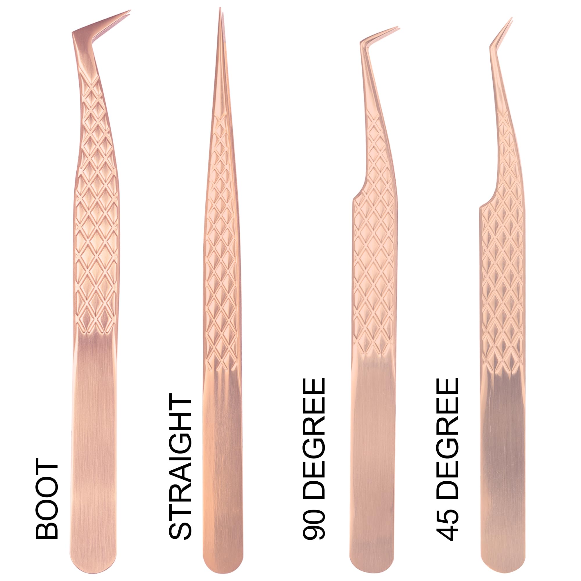 Fiber Tip Lash Tweezers For Eyelash Extension 4 Pcs Tweezers Professional Artist Tech Work Kit Tools,Best Volume Eyelash Lashes Extensions Precision Supplies Volume Boot 90 45 Degree(Omber pink)