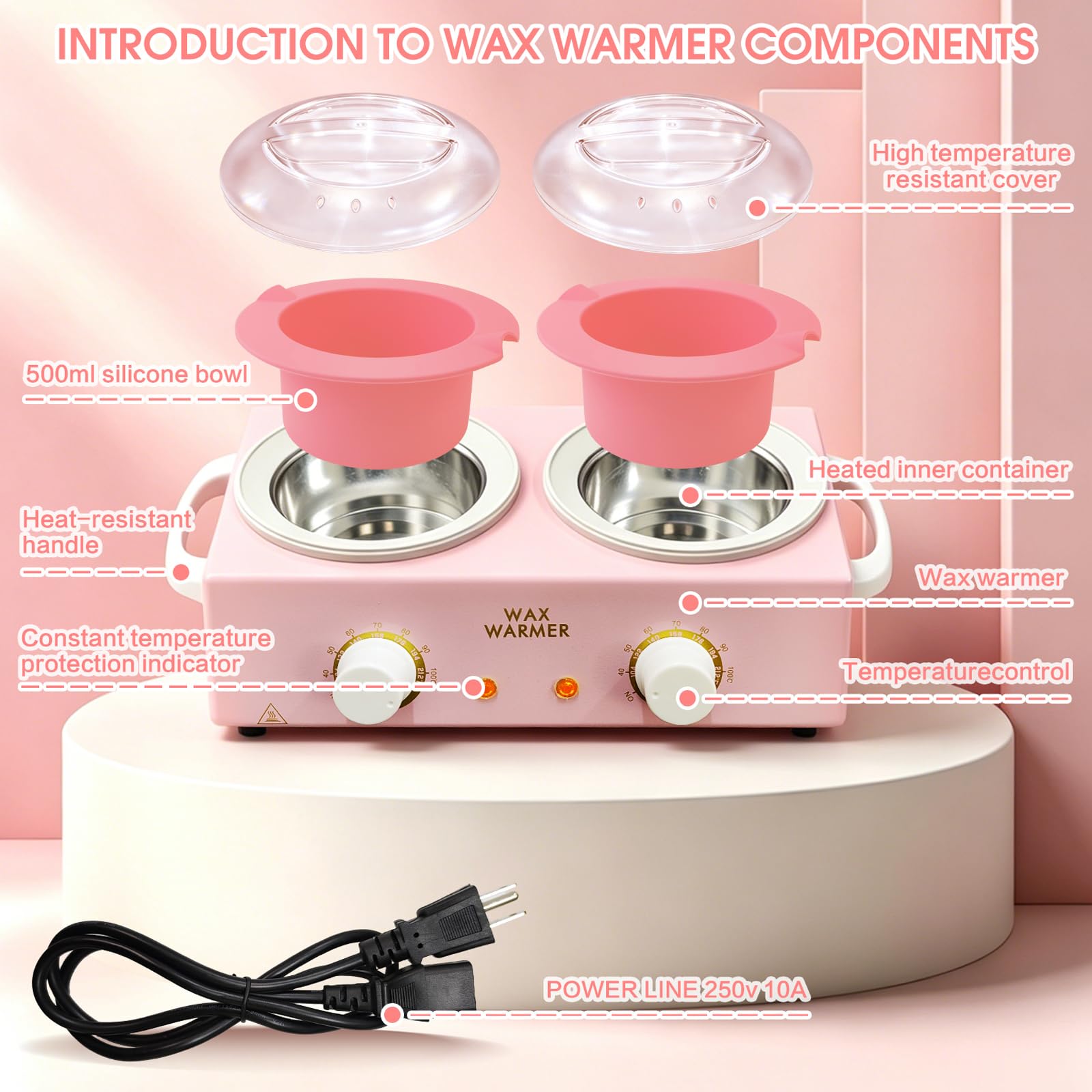Wax Warmer for Hair Removal, Double Wax Pot