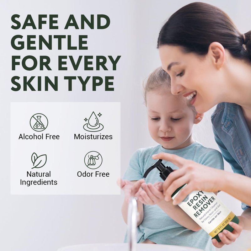 [10oz] Epoxy Resin Cleaner/Remover - Natural Hand Cleaner, Gentle & Moisturizing, For Artists & Resiners, Magically Removes Uncured Resin, Glue, & Paint from Skin, Tools, Molds, Work Surfaces, & More