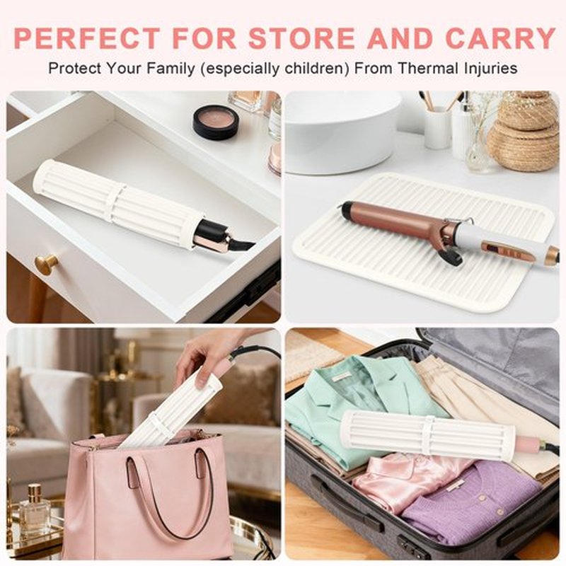 AMIJEAL Oversize Silicone Heat Resistant Mat for Hair Tools, Curling Iron Flat Iron Hair Straightener Holder Mat, Portable Hot Tools Cover Pad for Travel Vanity Salon(14.2" x 11.0")