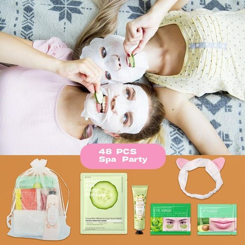 48 Pcs Spa Party Supplies for Women,Spa Party Favors, Facial Masks,Under Eye Patches,Hand Cream, Lip mask,Headband and Organza Bags, Home Spa Kit Sleepover Party Favors,Gifts for Women Spa Day Set