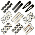 SHEHARUHI 18 PCS Acrylic Cute Checker Hair Clips, Simple Geometric Duckbill Clips, Korean Styling Minimalist Hair Barrettes for Women and Girls Hair Accessories(Black and White)