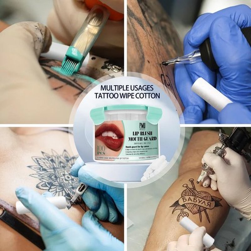 PMUBEAUTY 100pcs Cotton Lip Tattoo Stretching Stick for Easy and Precise Coloring, Enhancing Color, Blushing PMU Supplies, Cleaning Wipes