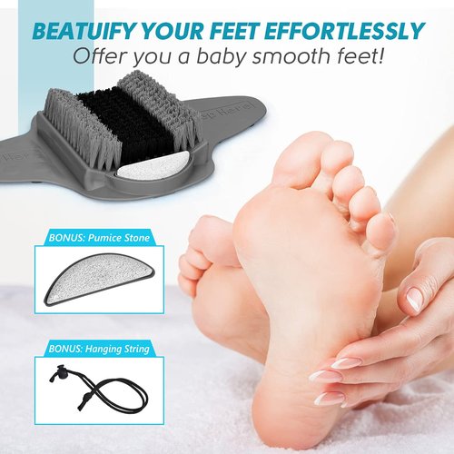 BESKAR Shower Foot Scrubber Mat with Pumice Stone, Cleans, Exfoliates & Smooths Your Foot Without Bending in The Shower or Bathtub, Foot Dead Skin & Callus Remover, Upgraded Non-Slip Suction Cups