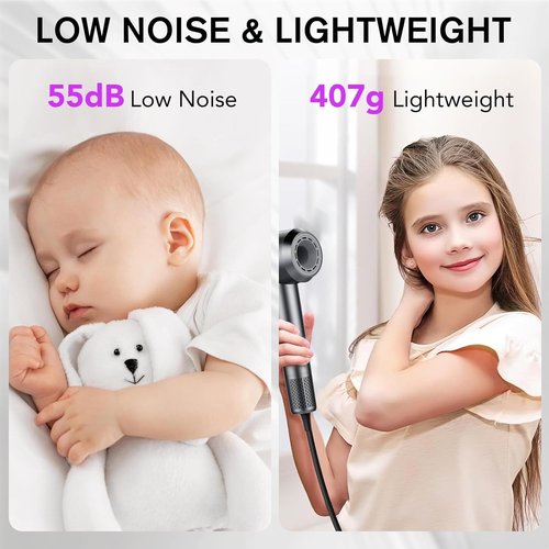 Hair Dryer, 150000 RPM Professional High Speed Ionic Blow Dryer 400 Million Negative Ions