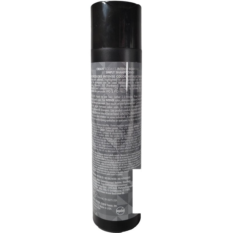 Watercolors INTENSE METALLIC Semi Permanet Color Depositing Shampoo-Sulfate & Paraben Free to Maintain & Enhance Hair Color 8 fl oz - STEEL