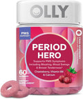 OLLY Period Hero Gummies - PMS Support Supplement with Chasteberry & Vitamin B6 | Cran-Raspberry Flavor, 60 Count