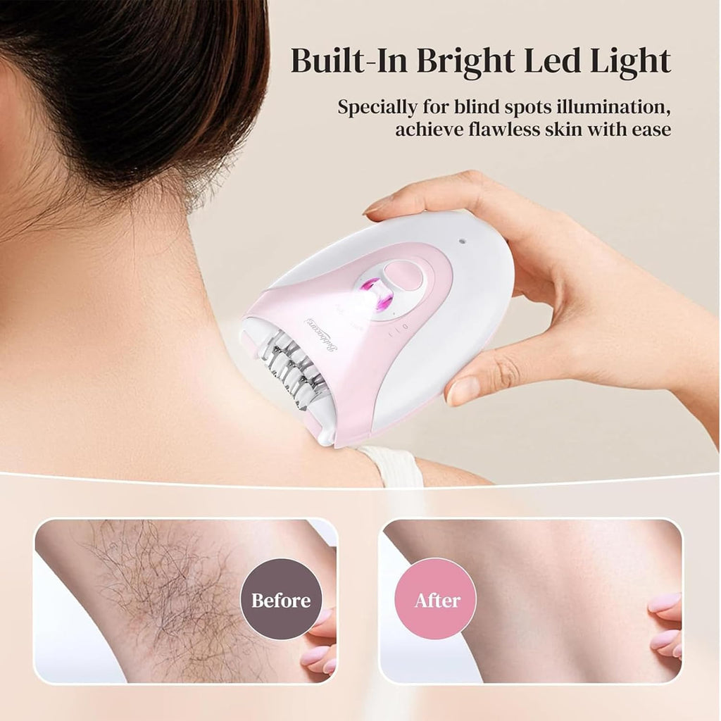 Epilator for Women, Silent Smooth Glide 2-Speed Facial Hair Removal Device, Cordless Rechargeable Hair Remover for Face, Legs, Bikini, Arms