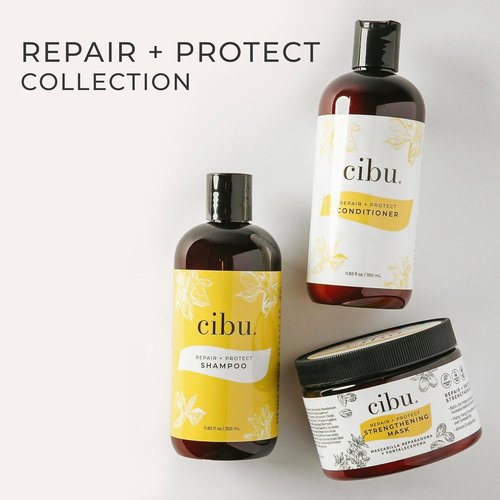 CIBU Repair Strengthening Mask - Hydrating Keratin & Almond Moisture for Damaged Hair - 12oz