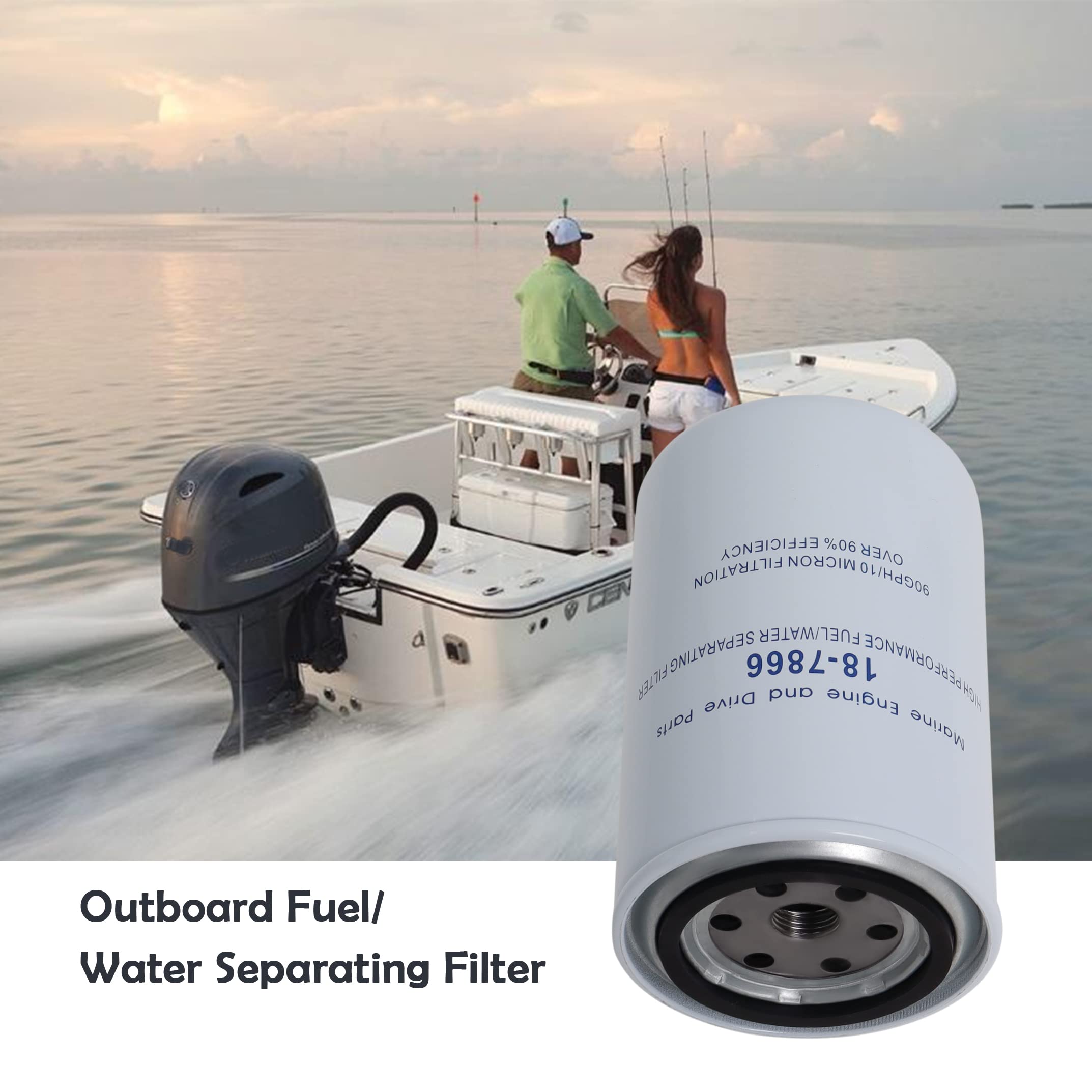 18-7866 Fuel/Water Separating Filter 10 Micron Compatible with Yamaha MAR-10MEL-00-00 MAR-FUELF-IL-TR Sierra 18-7866 Mallory 9-37807 Outboard Motors - 2 Pack