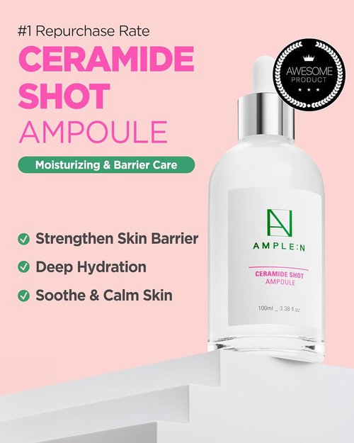 AMPLE:N Ceramide Shot Ampoule - Anti-Aging Hydrating Serum for Deep Moisturization - 3.38 fl. oz. for Dry Skin