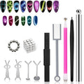 Cat Eye Magnet for Nails,11 PCS Cateye Magnets, Cat Eye Gel Nail Polish Magnet Tools, Strong Magnetic Square Round Double Ended Magnet Stick Diverse Glassy Cateye Effect