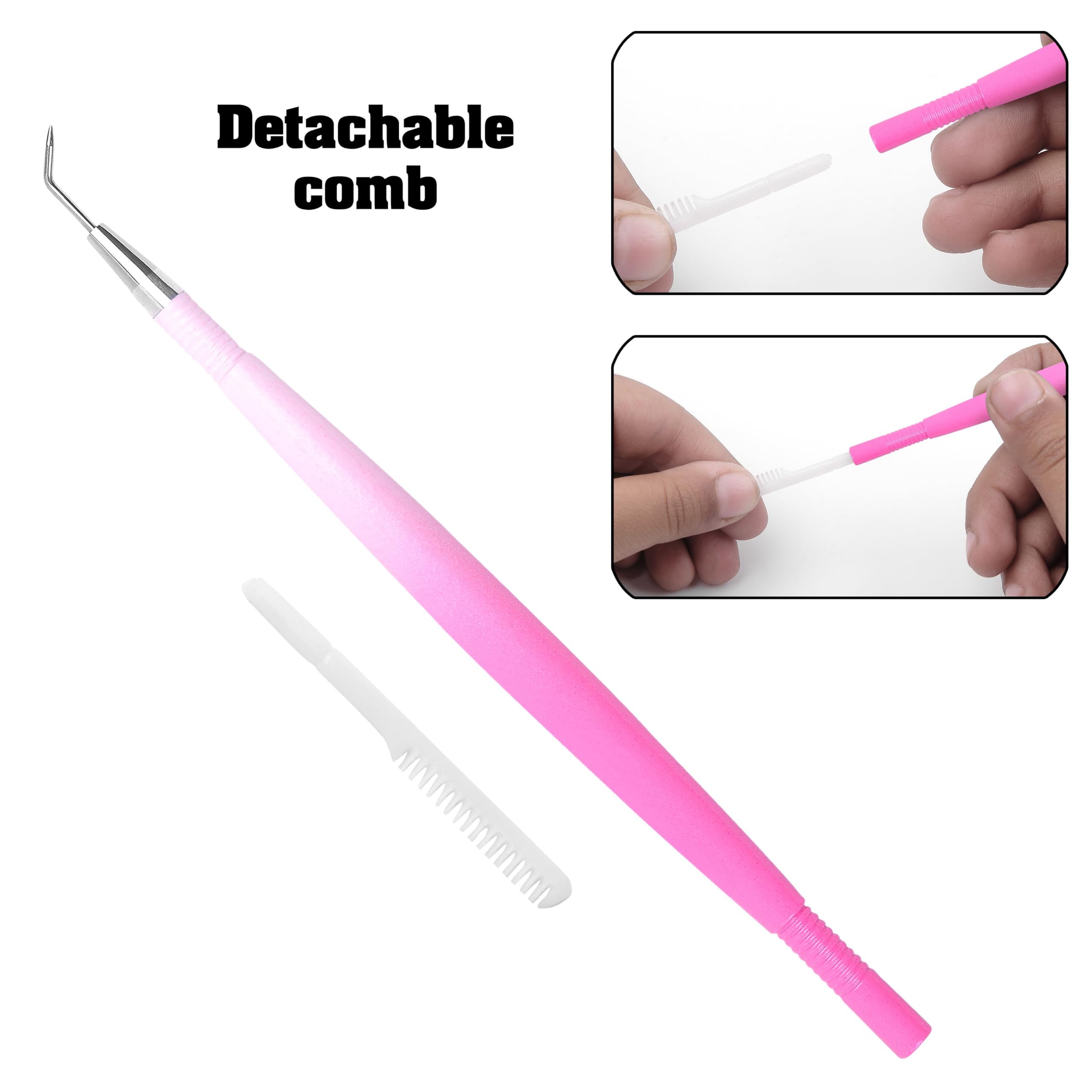 Zane L.A. Nano Fiber Tip Professional Eyelash Extension Tweezers, a pack of 4, Quality tweezers made with Japanese Stainless Steel, FREE Eyelash Separator. (Pink and White)