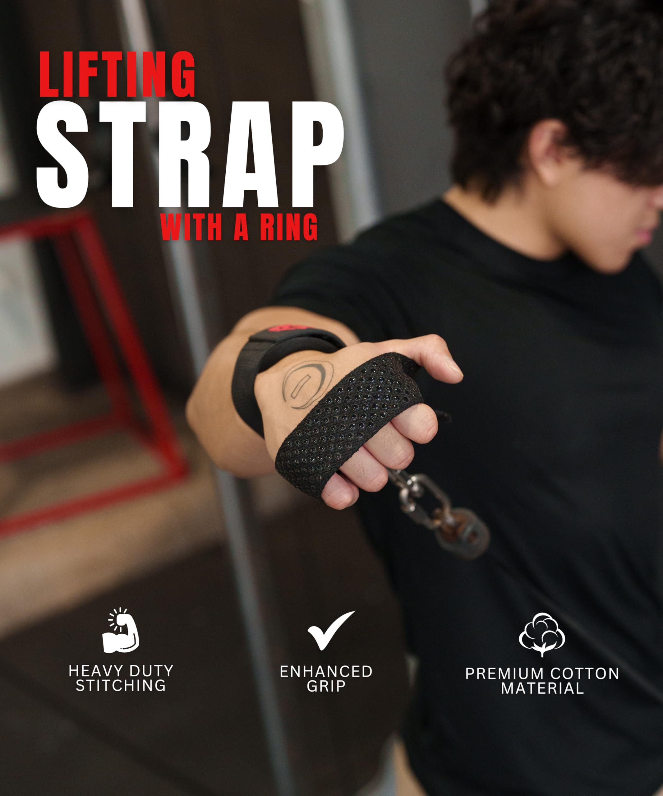 Ekkovision EKKO Weight Lifting Straps With Cuffed D Ring, Wrist Support for Men, Heavy Duty Thick Comfortable Lifting Straps, Secure Fit, Enhanced Grip, Straps for Weightlifting & Gym Training