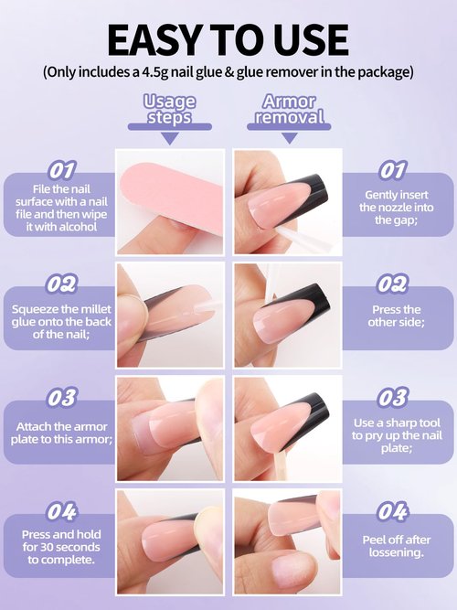 EBANKU 120 Pieces Press on Nails Medium, Bow False Nails French Tips Fake Nails Full Cover Stick on Nails, Love Heart Press on Nail with Nail Glue for Women Nail Art Salon, 12 Sizes