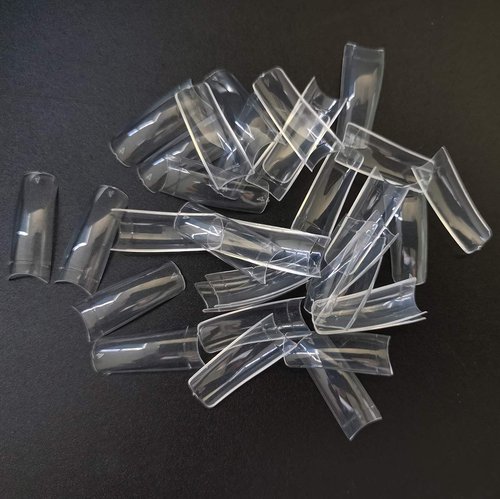 Clear French Nail Tips 500pc Acrylic Fake Nails Half Cover Artificial Nails, 24 Sheet Holographic Nail Stickers Vinyls, 12 Colors Iridescent Heart Glitter Sequins with Tweezers (NailTipsA)