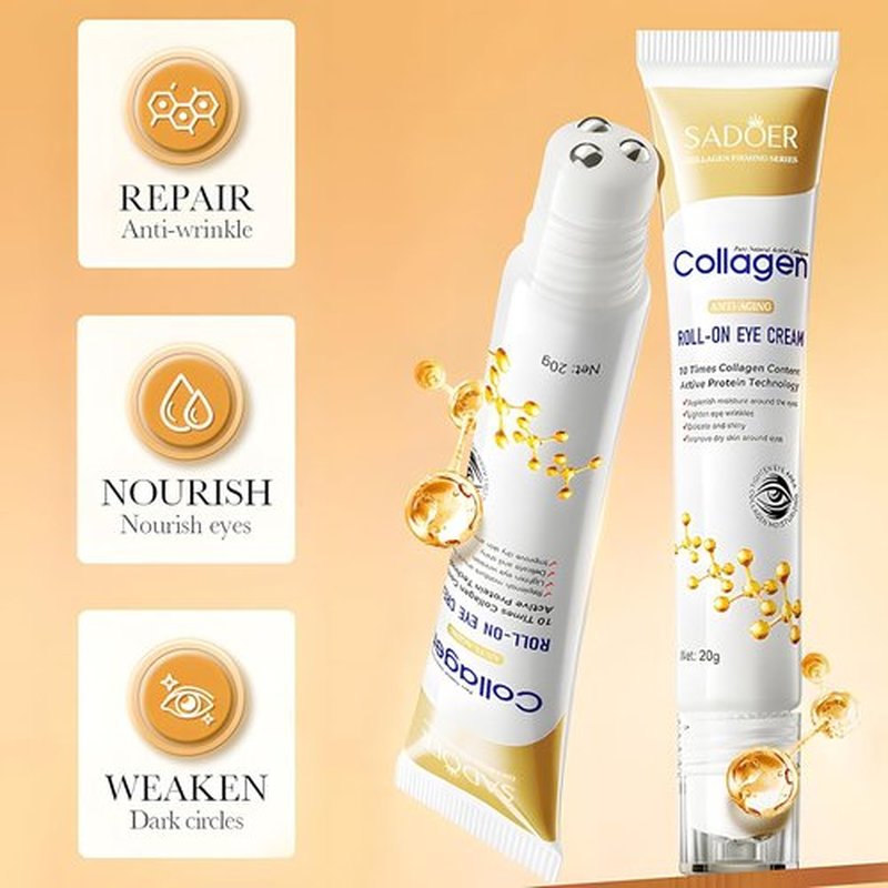 ROUXUN Age Correcting Eye Cream, Anti-Aging Hyaluronic Acid, Collagen Reduce Wrinkles, Dark Circles & Under Eye Puffiness, Lift, Ice Roller For Under Eye Bags And Puffy Eyes