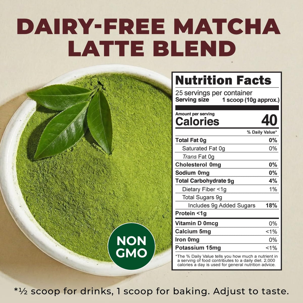 Gya Tea Co Café-Style Matcha Latte Powder 0.55 lb 8.81 oz, 25 Servings - Naturally Sweetened Green Tea Powder Blend for Lattes, Smoothies & Baking - Non-GMO, Filler, Additive