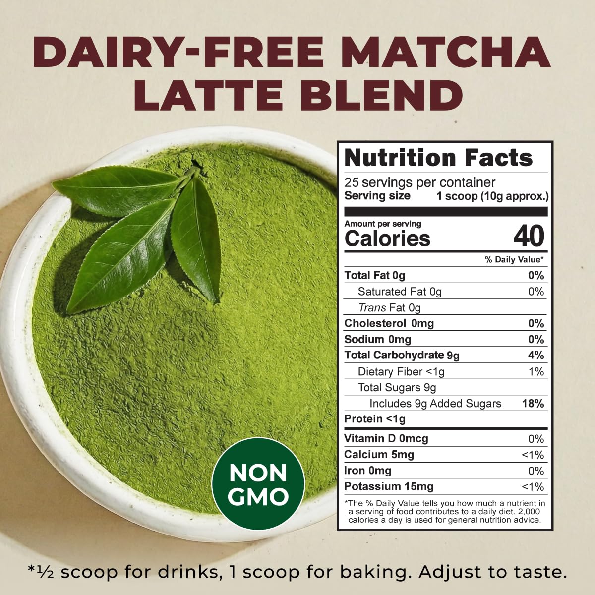 Gya Tea Co Café-Style Matcha Latte Powder 0.55 lb 8.81 oz, 25 Servings - Naturally Sweetened Green Tea Powder Blend for Lattes, Smoothies & Baking - Non-GMO, Filler, Additive