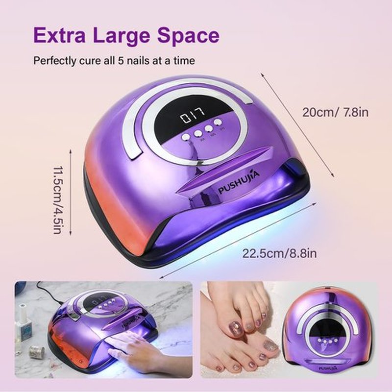 PUSHUJIA 300W Professional Nail Lamp - Fast Curing, Auto Motion Sensor, 4 Timer Settings, 72 LED Even Coverage for Gel Polish - Salon & Home Use