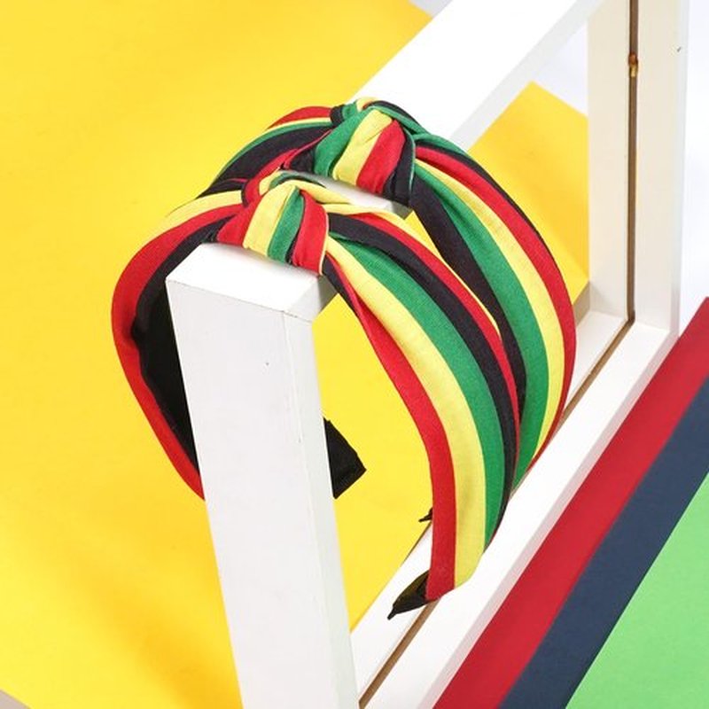 Budsmile Rasta Headbands African Jamaica Juneteenth Headband for Women Girls Elastic knotted Wide Hairband Hair Hoop Yoga Workout Hair Accessories Gifts ﻿