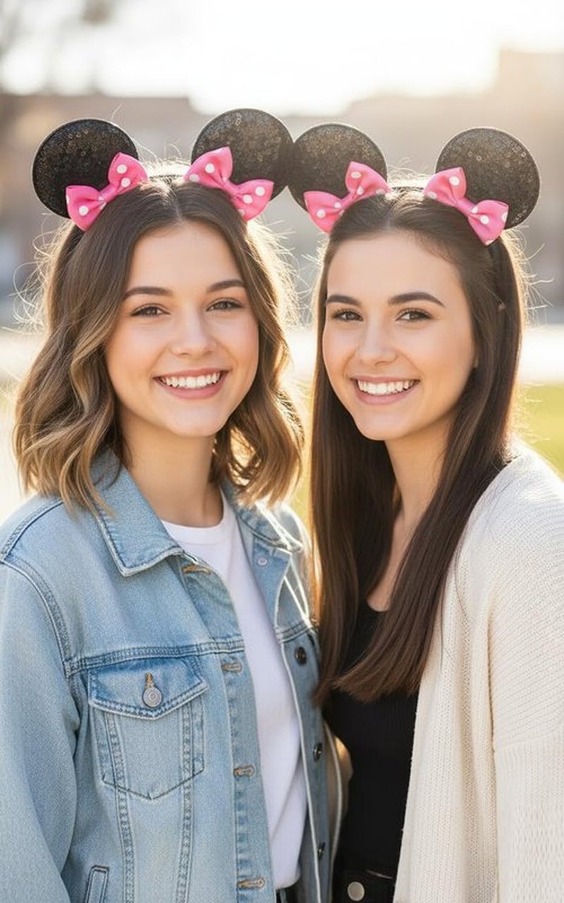 Tobeffect Mouse Ears Hair Bows Clips Glitter Mice Ears Pack Cute Hair Bow Hair Accessories for Women Costume Birthday Party Favor Black Red