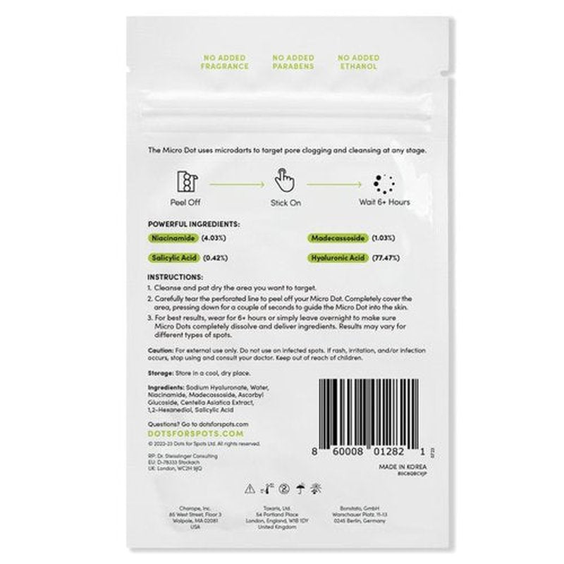 Dots for Spots Pimple Patches with Microdarts - Includes Active Ingredients Niacinamide, Hyaluronic Acid & Salicylic Acid for Maximum Effectiveness - Reduces Redness and Dark Spots (9 count)