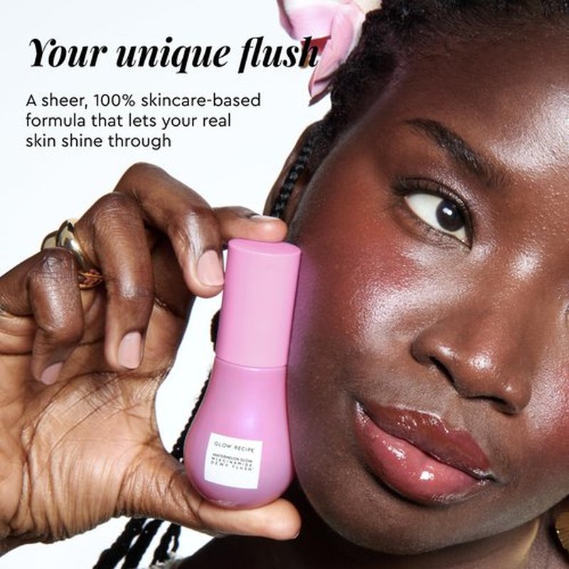 Glow Recipe Niacinamide Dewy Flush Tinted Liquid Blush Serum - Hydrating & Glowy Soft Pink Tint - Dragon Fruit Flush (0.4 oz)