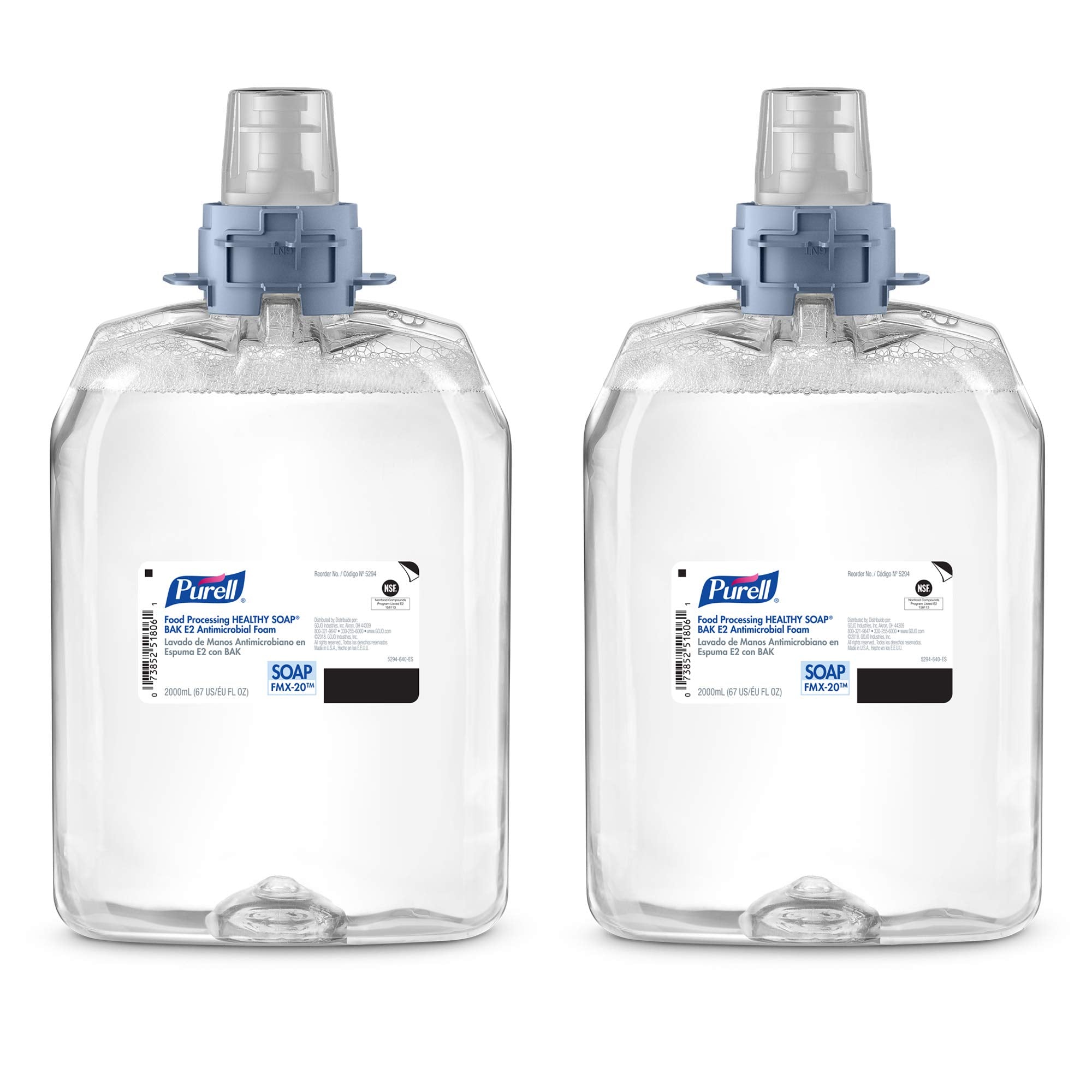 PURELL HEALTHY SOAP BAK E2 Antimicrobial Foam, Fragrance Free, 2000 mL Refill for PURELL FMX-20 Manual Soap Dispenser (Pack of 2) – 5294-02 - Manufactured by GOJO, Inc.