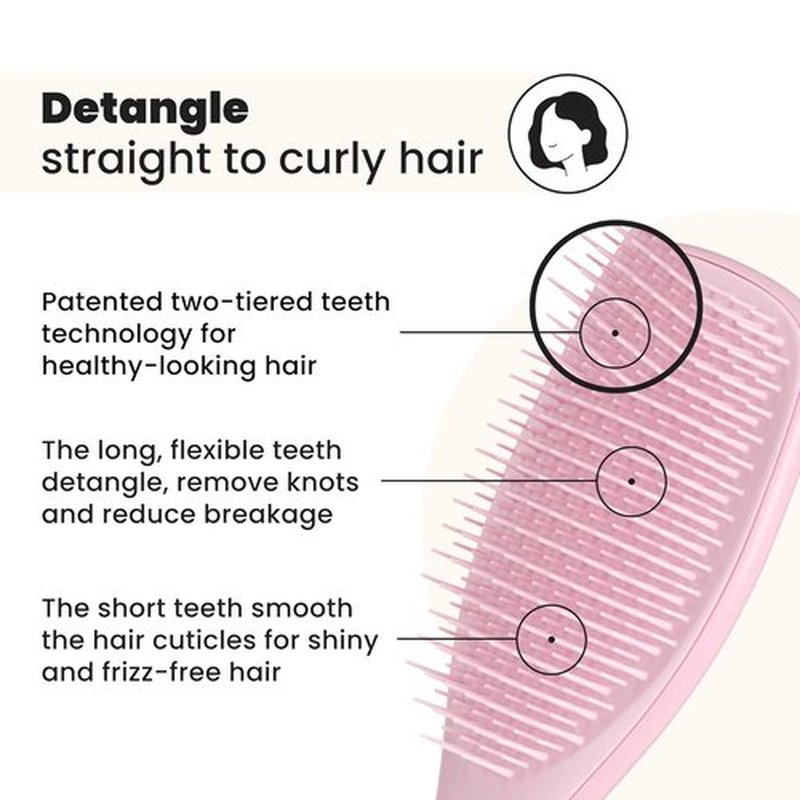 Tangle Teezer Ultimate Detangler Brush - Eliminates Knots & Reduces Breakage | Millennial Pink for Wet & Dry Hair
