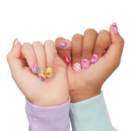 3C4G: Totally Trendy Faux Nail Set - 7 Nail Sets Each w/Unique Colors & Patterns, Adhesive Backs, Three Cheers for Girls, Girls & Tweens Ages 8+