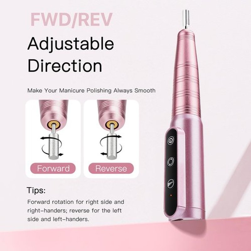 Quilive Cordless Nail Drill Kit Professional for Acrylic Gel Dip Powder Nails Portable Nail Drill Pedicure Manicure Tool Rechargeable Lightweight(Carmine)