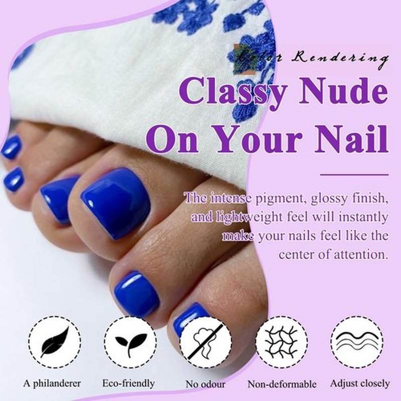 LuckForever 576pc Press on Toenails Women Toe Fake Nail with Adhesive Tab, Gel Fake Toenails Press ons Nails Short Square Glue on Toenail Acrylic Toes Nails False Presson Stick Toenail for Feet