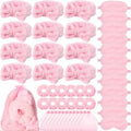 Mimorou 48 Pieces Spa Party Supplies 12 Spa Headband 12 Plush Sleep Eye Mask 12 Velvet Scrunchies 12 Organza Bags for Sleepover Slumber Party Favors Graduation Gift(Pink)